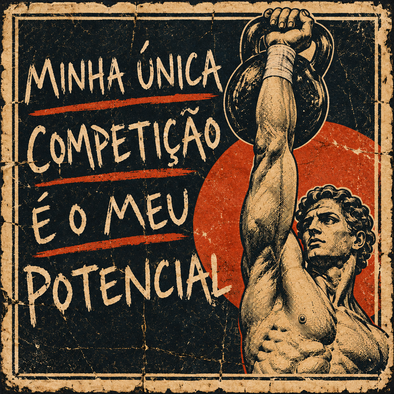 Pôster vintage de treino com frase motivacional